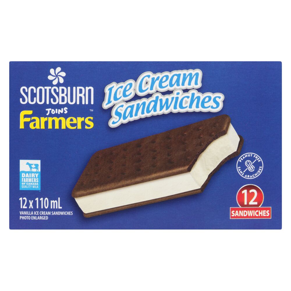 Scotsburn Joins Farmers Ice Cream Sandwiches Vanilla 12X110ml