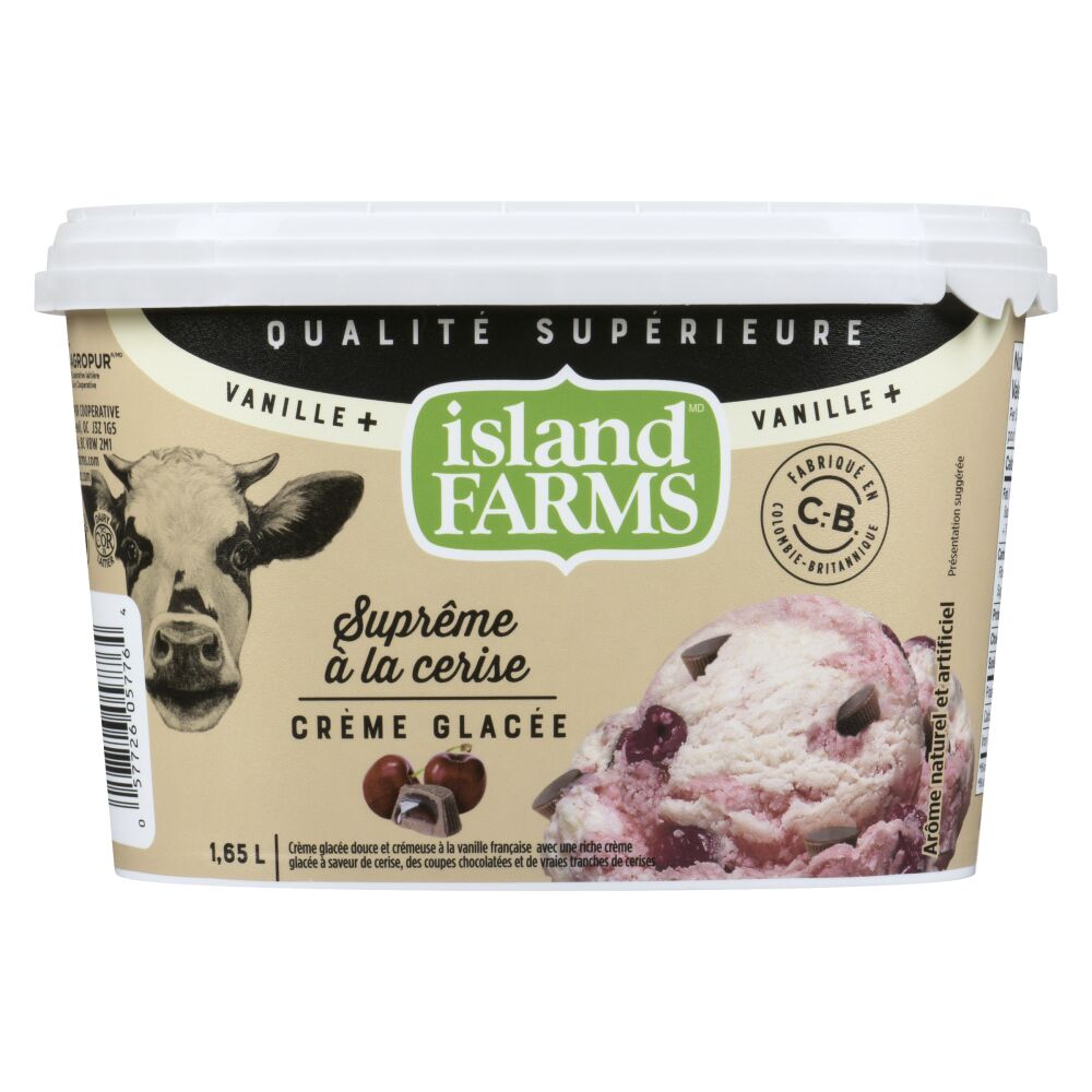 Island Farms Crème glacée supérieure vanille+ suprême à la cerise 1.65L