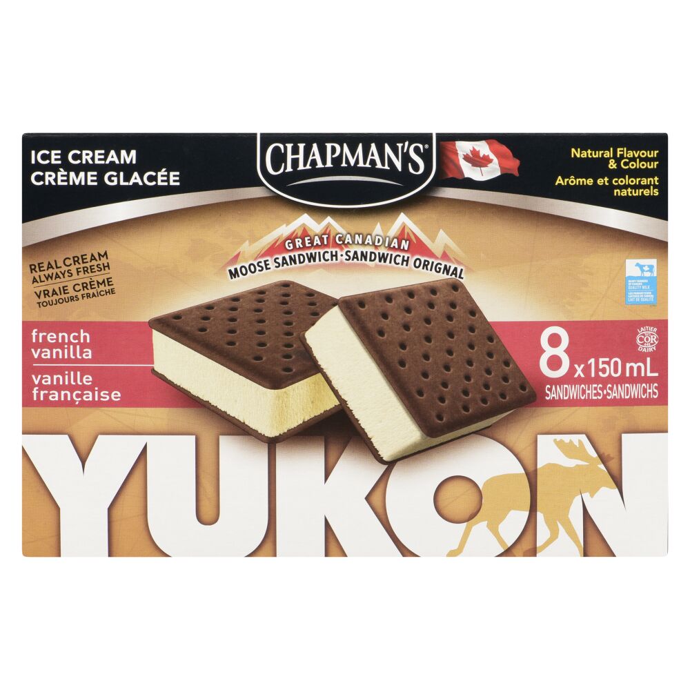 Chapman's Moose Sandwich French Vanilla Ice Cream Sandwich 8x150ml