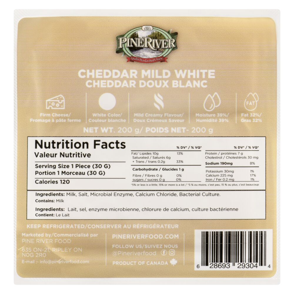 Pine River Mild White Cheddar 200G
