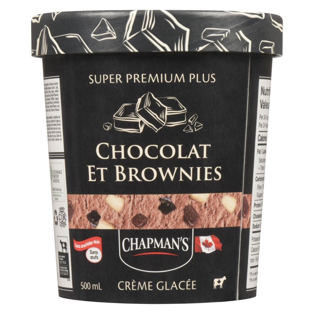 Chapman's Crème glacée super premium plus chocolat et brownie 500ml