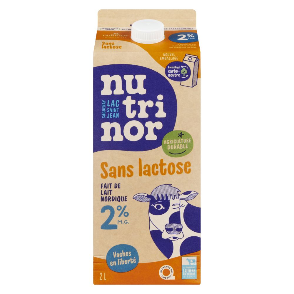Nutrinor Lait nordique partiellement écrémé sans lactose 2% M.G. 2L