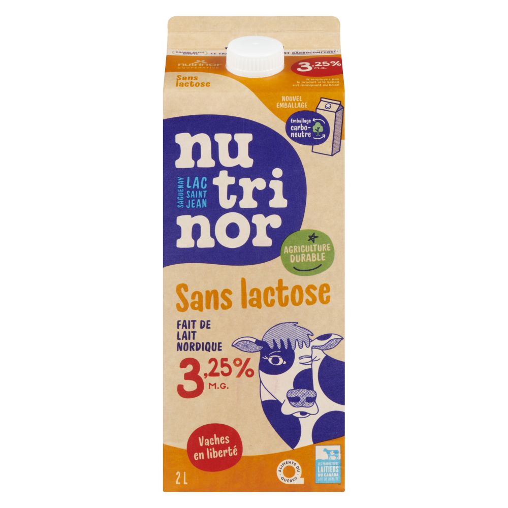 Nutrinor Lait nordique homogénéisé sans lactose 3.25% M.G. 2L
