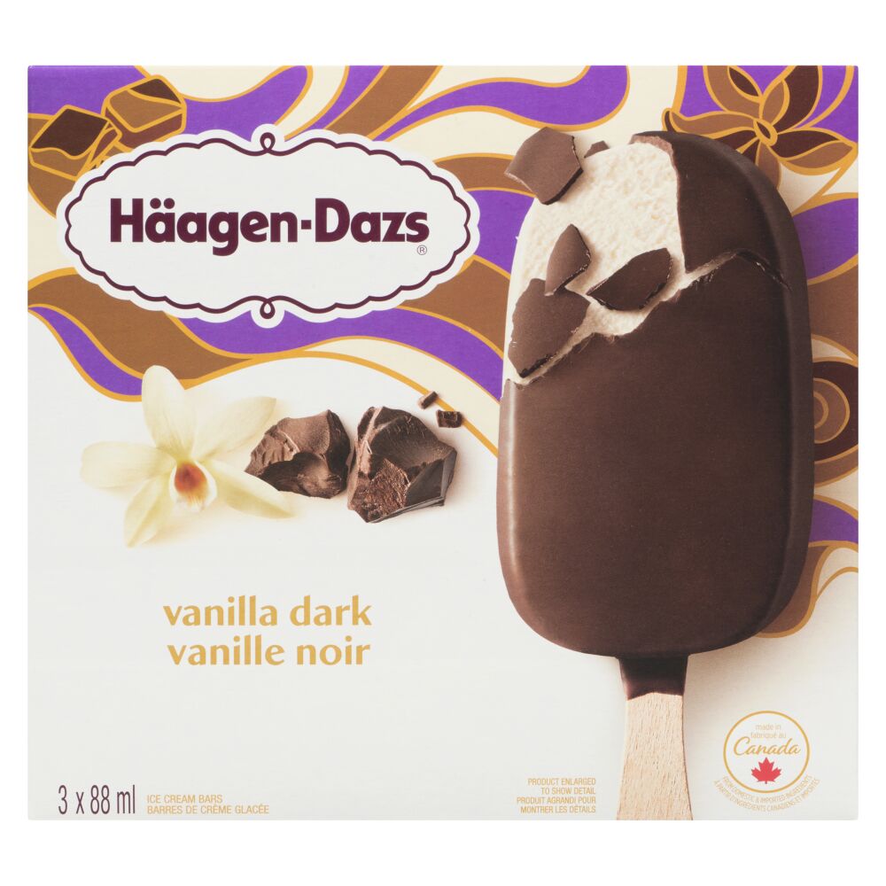 Häagen-Dazs Vanilla Dark Ice Cream Bars 3x88ml