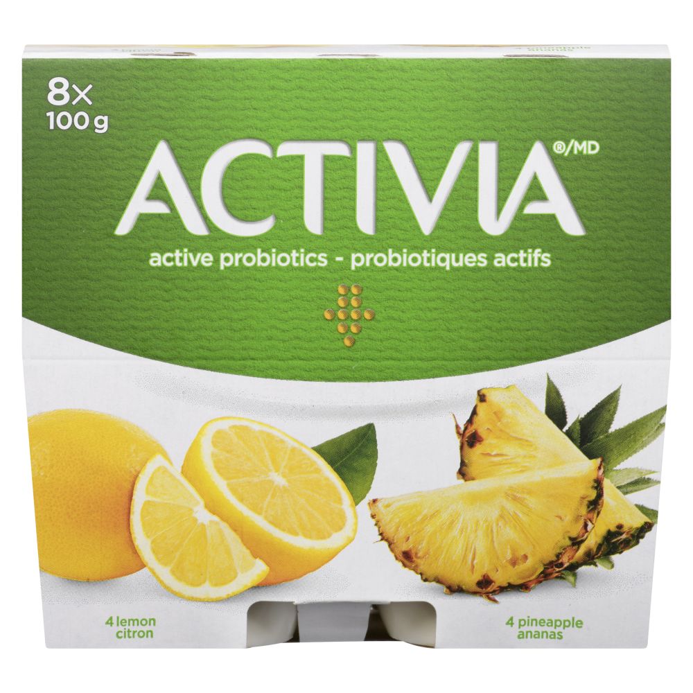 Activia Lemon Pineapple Probiotic Yogurt 8x100g
