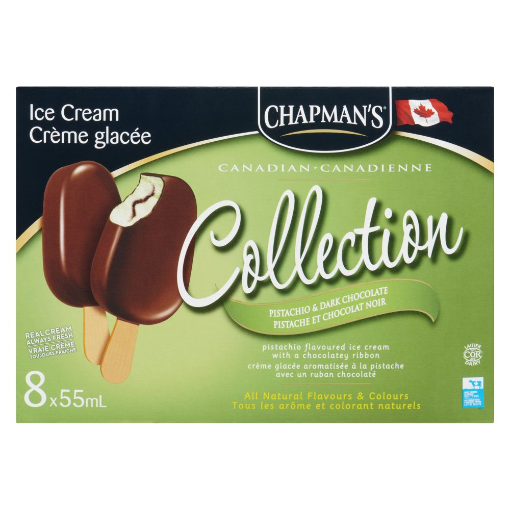 Chapman's Pistachio & Dark Chocolate Ice Cream Bars 8x55ml