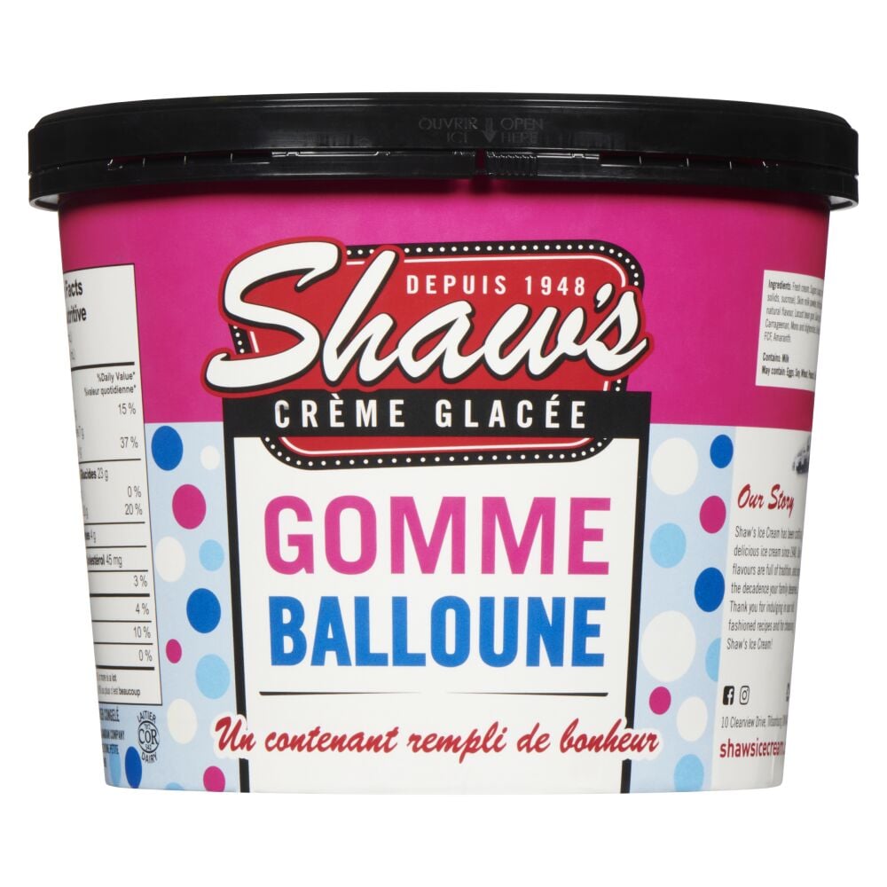 Shaw's Ice Cream Crème glacée gomme balloune 1.5L