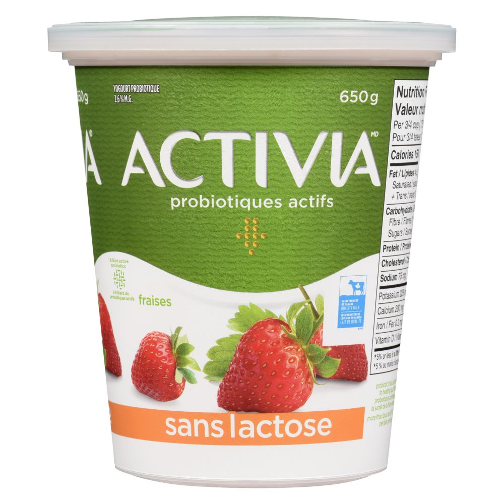 Activia Yogourt Probiotique Sans Lactose Fraises 650g Plaisirs Laitiers