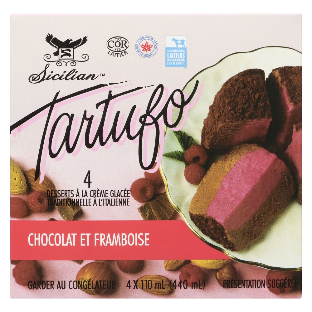 Sicilian Ice Cream Tartufo chocolat et framboise 4x110ml