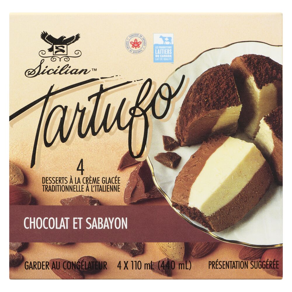 Sicilian Ice Cream Tartufo chocolat et sabayon 4x110ml