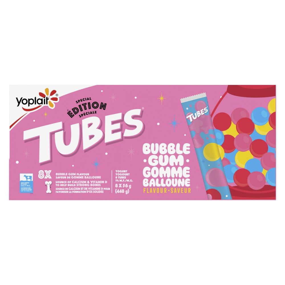 Tubes Bubble Gum Drinkable Yogurt 1% M.F. 8x56g