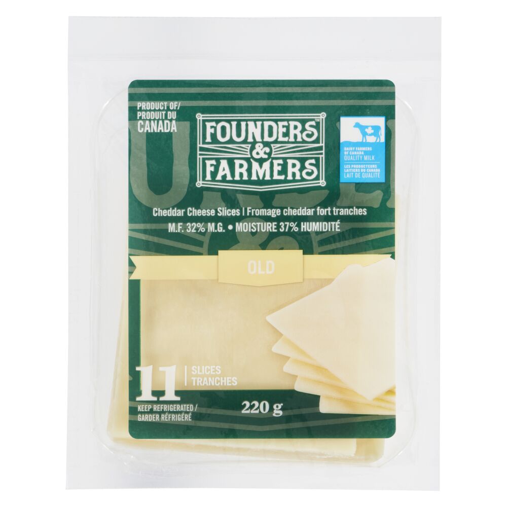 Founders & Farmers Sliced Old White Cheddar 220g