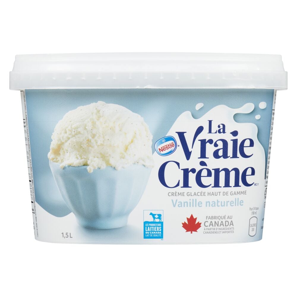 La Vraie Crème Crème glacée haut de gamme vanille naturelle 1.5L