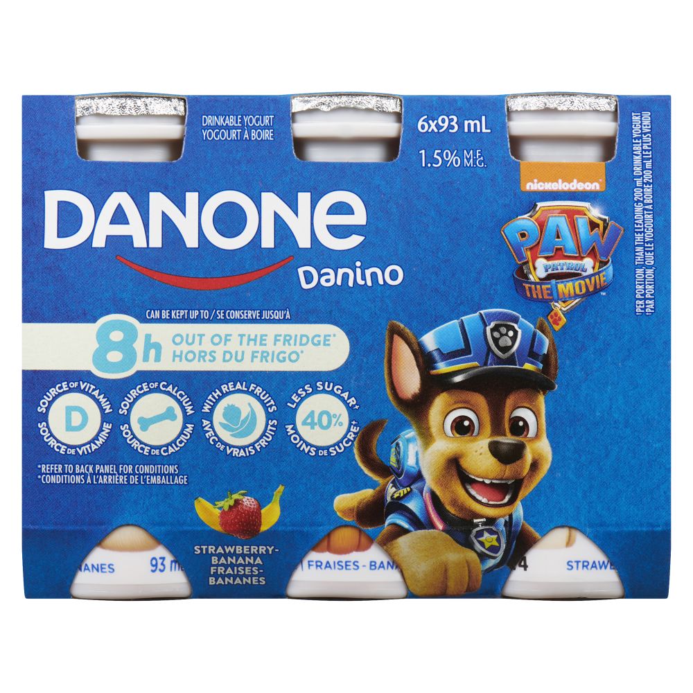Danino Strawberry-Banana Drinkable Yogurt 1.5% M.F. 6x93ml