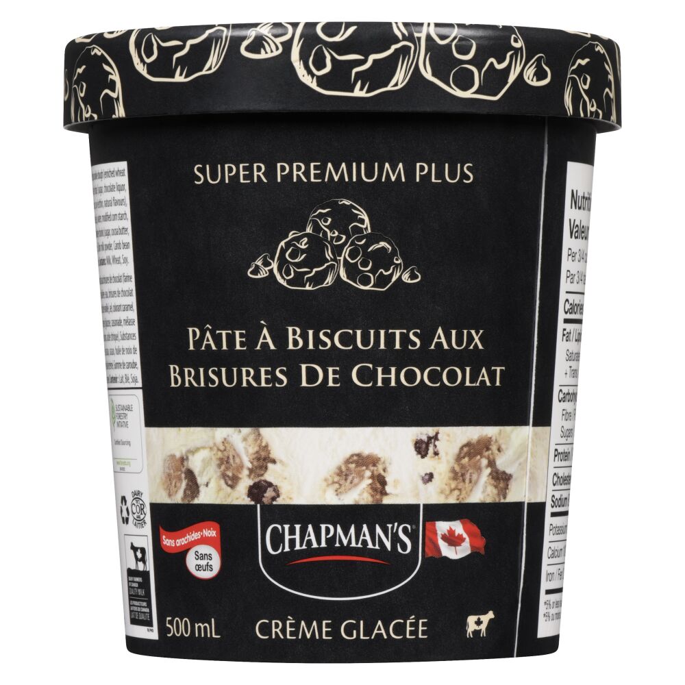 Chapman's Crème glacée super premium plus pâte à biscuits aux brisures de chocolat 500ml