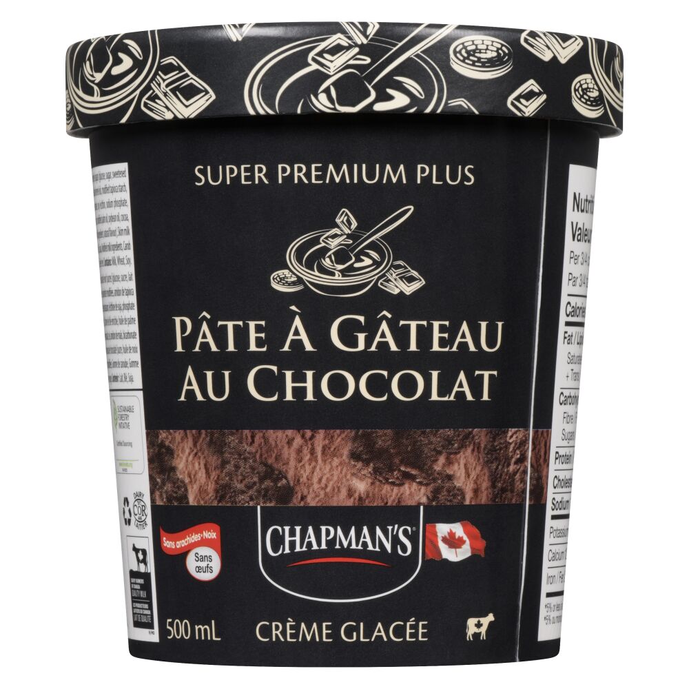 Chapman's Crème glacée super premium plus pâte à gâteau au chocolat 500ml