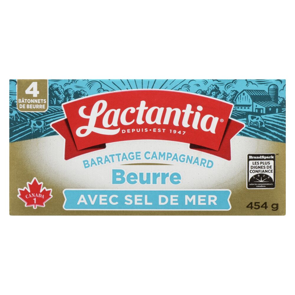 Lactantia Bâtonnêts de beurre barattage campagnard avec sel de mer 454g