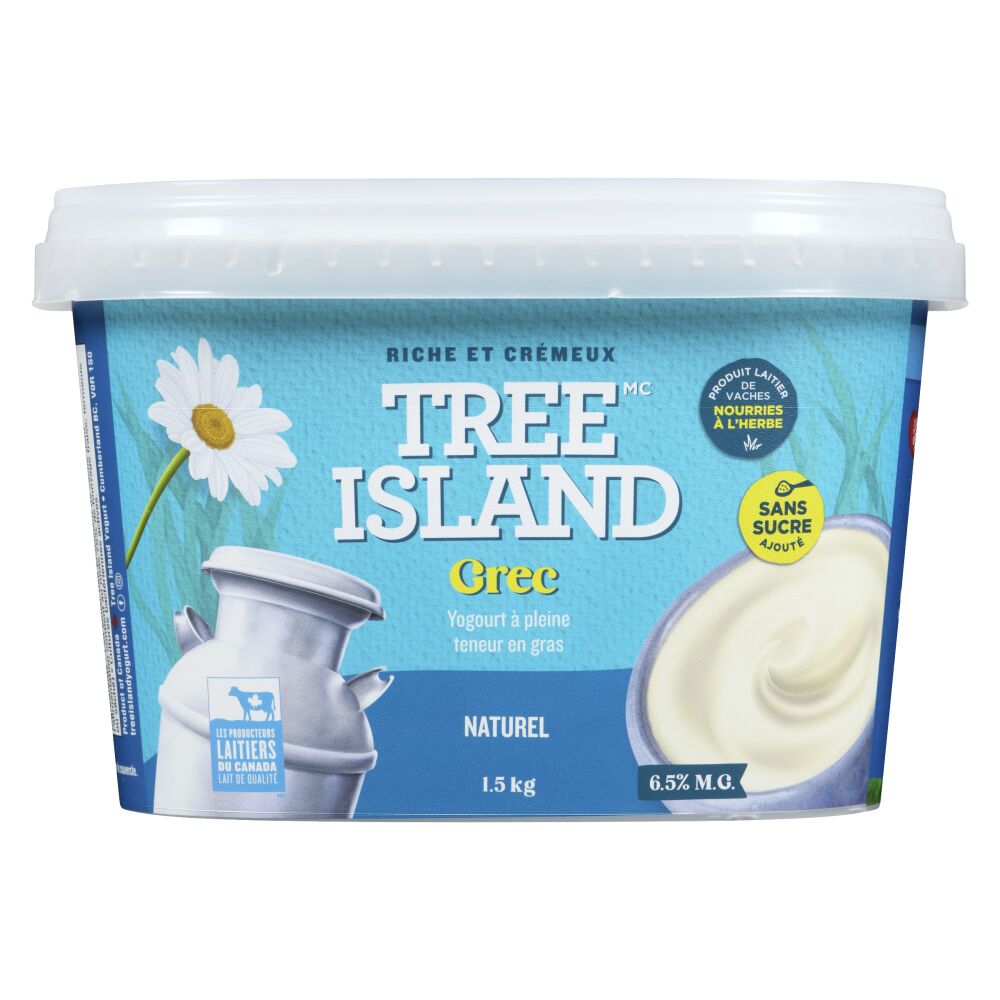 Tree Island Gourmet Yogurt Yogourt grec nature nourries à l'herbe 6.5% M.F. 1.5kg