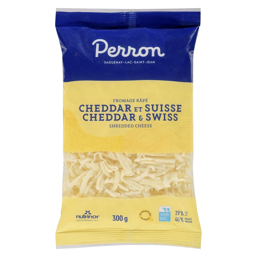 Perron Shredded Swiss And Cheddar 300g