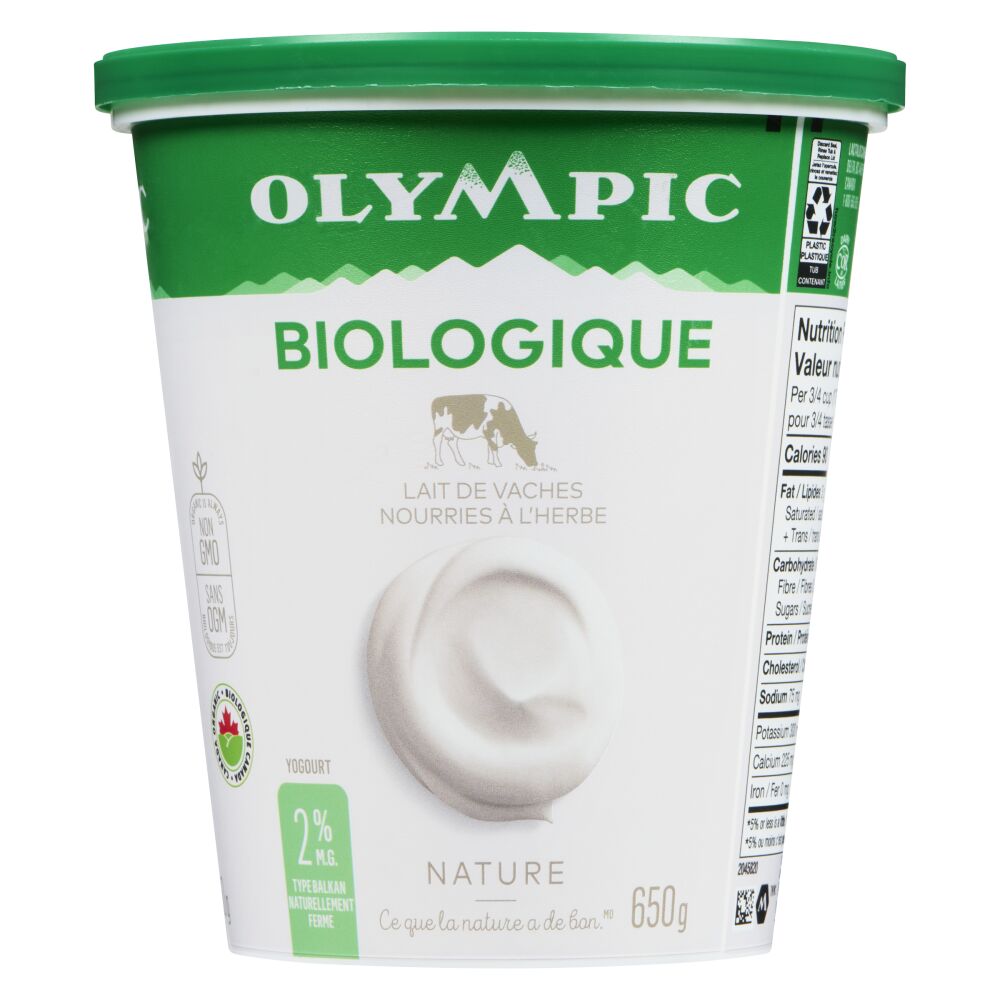 Olympic Yogourt biologique nature de type balkan 2% M.G. 650g