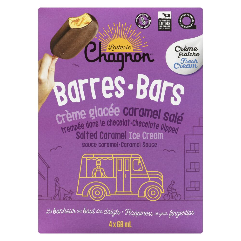 Chagnon Salted caramel with caramal sauce bars ice cream chocolate covered 4x68ml