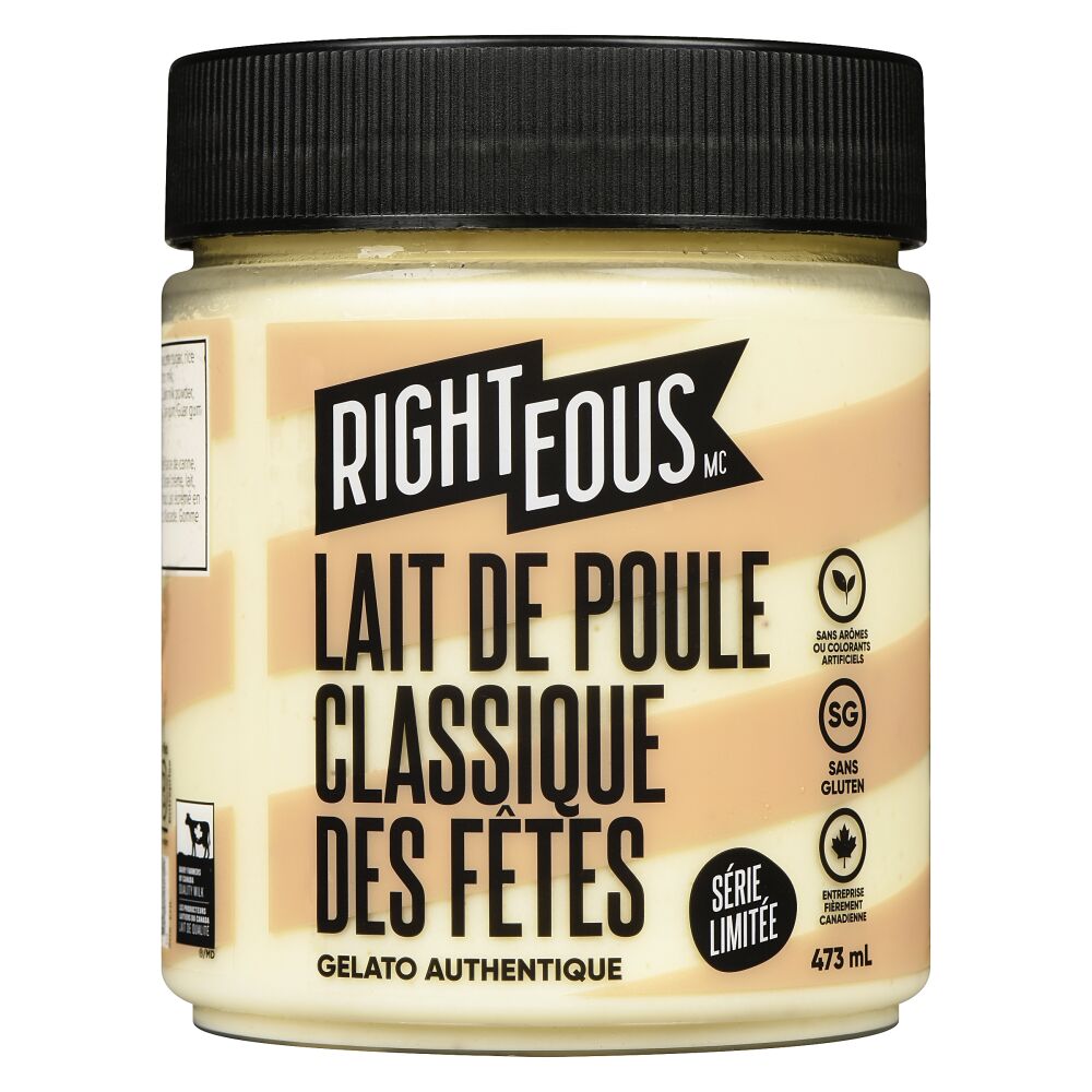 Righteous Gelato lait de poule classique des Fêtes 473ml