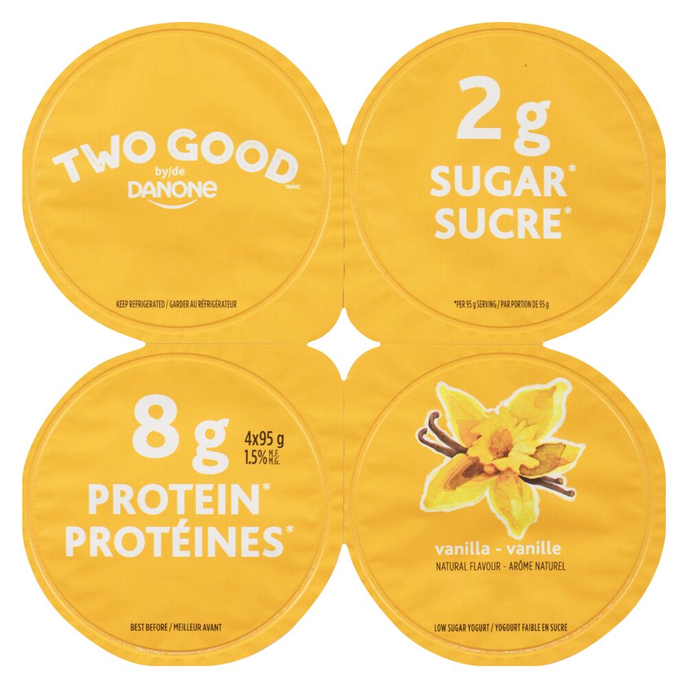 Two Good By Danone Vanilla Greek Yogurt 1.5& M.F. 4x95g