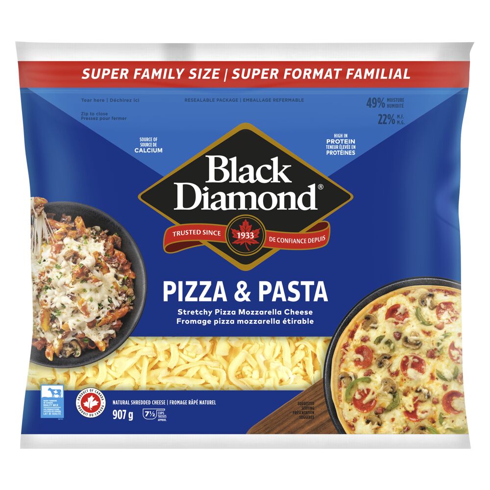 Black Diamond Pizza & Pasta Shredded Pizza Mozzarella 907g
