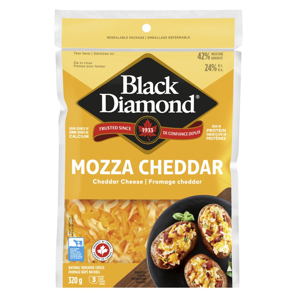 Black Diamond Shredded Mozza Cheddar 320g