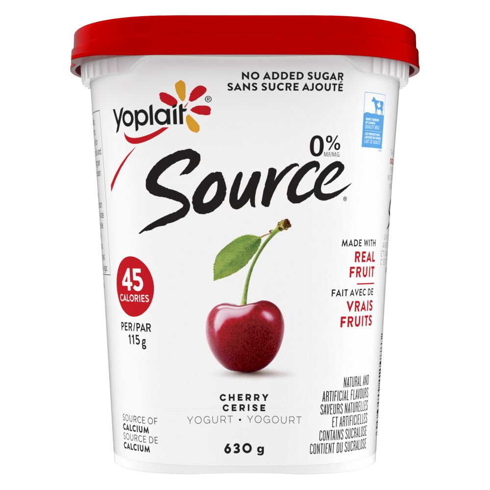 Yoplait Source No Sugar Added Cherry Yogurt 0% M.F. 630g