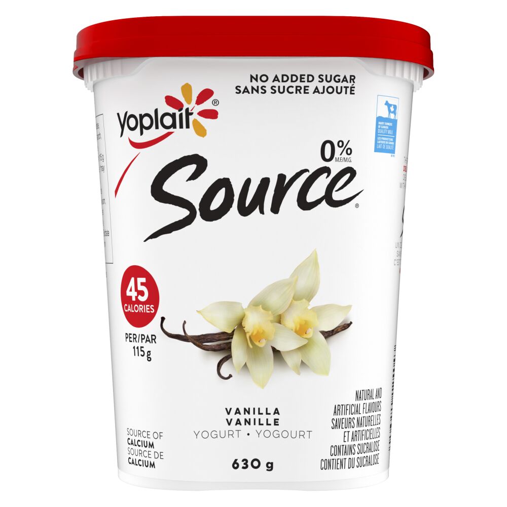 Yoplait Source No Sugar Added Vanilla Yogurt 0% M.F. 630g