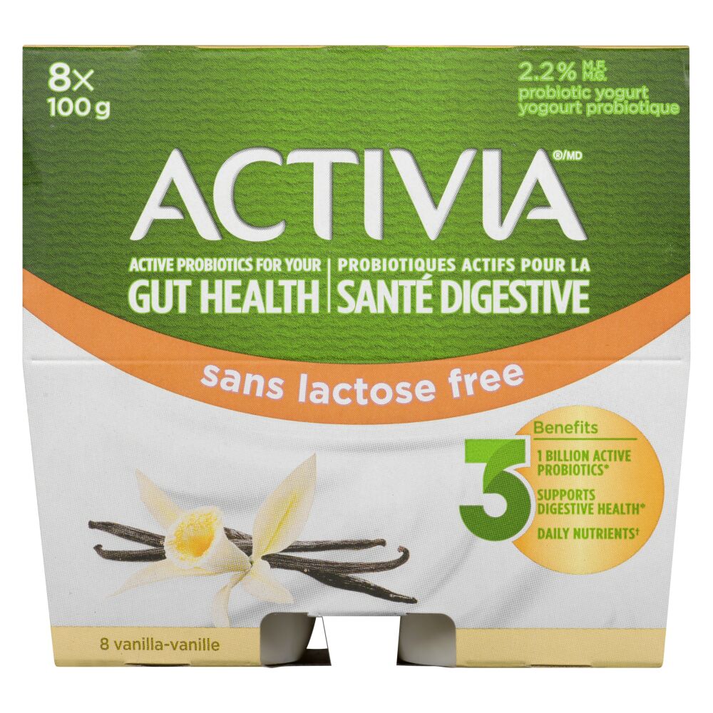 Activia Lactose Free Vanilla Probiotic Yogurt 8x100g