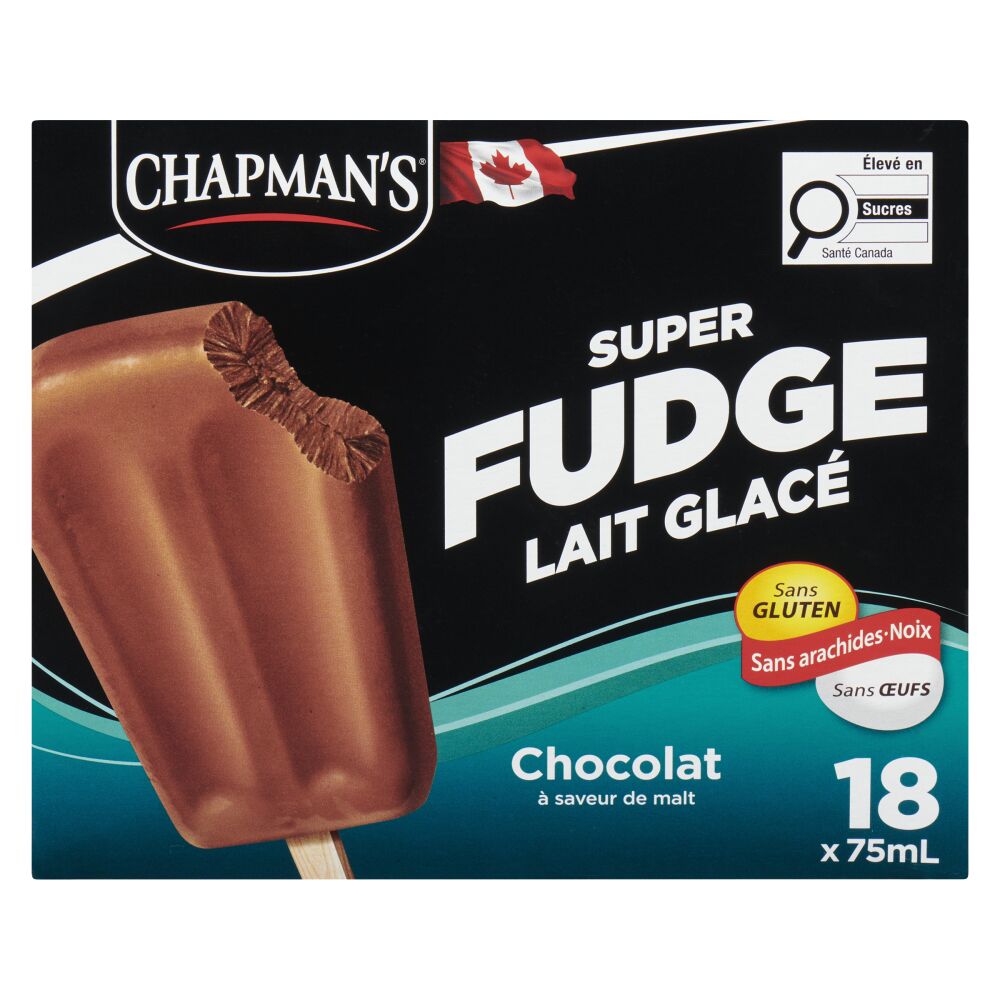Chapman's Barres de lait glacé chocolat à saveur de malt Super Fudge 18x75ml