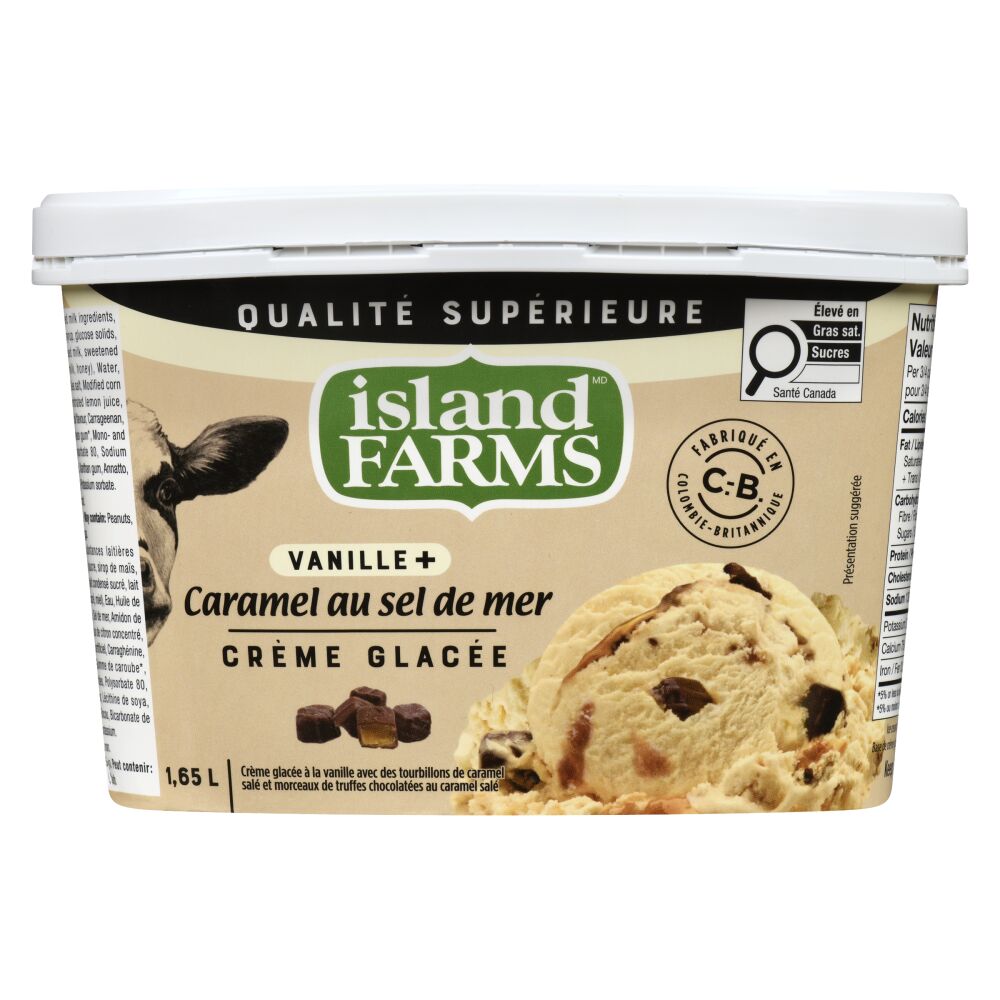 Island Farms Crème glacée vanille+ qualité supérieure caramel au sel de mer 1.65L