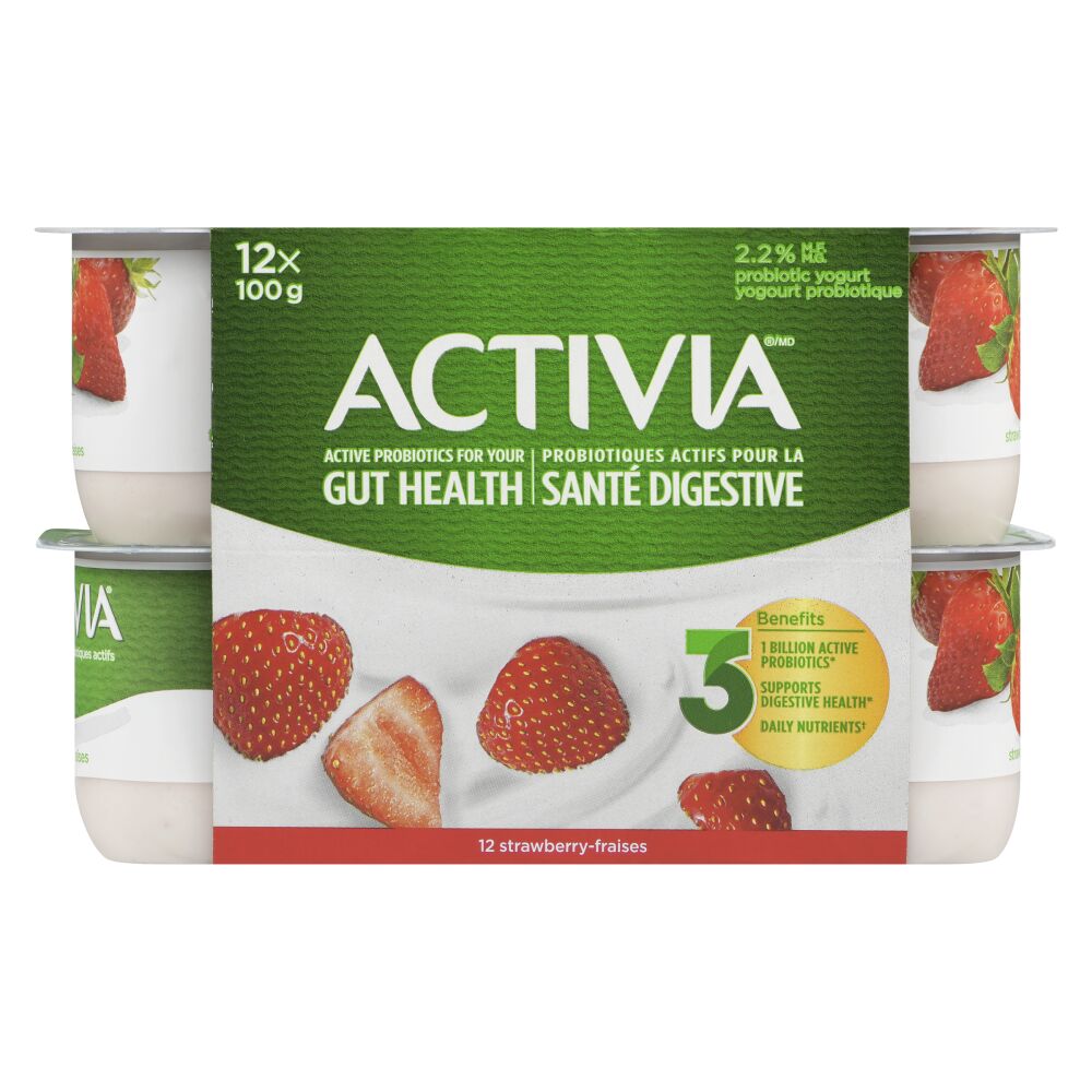 Activia Strawberry Probiotic Yogurt 12x100g