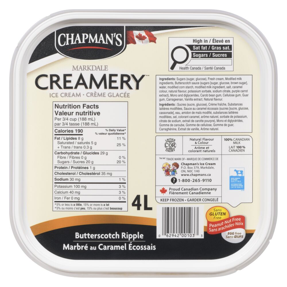 Chapman's Butterscotch Ripple Ice Cream 4L