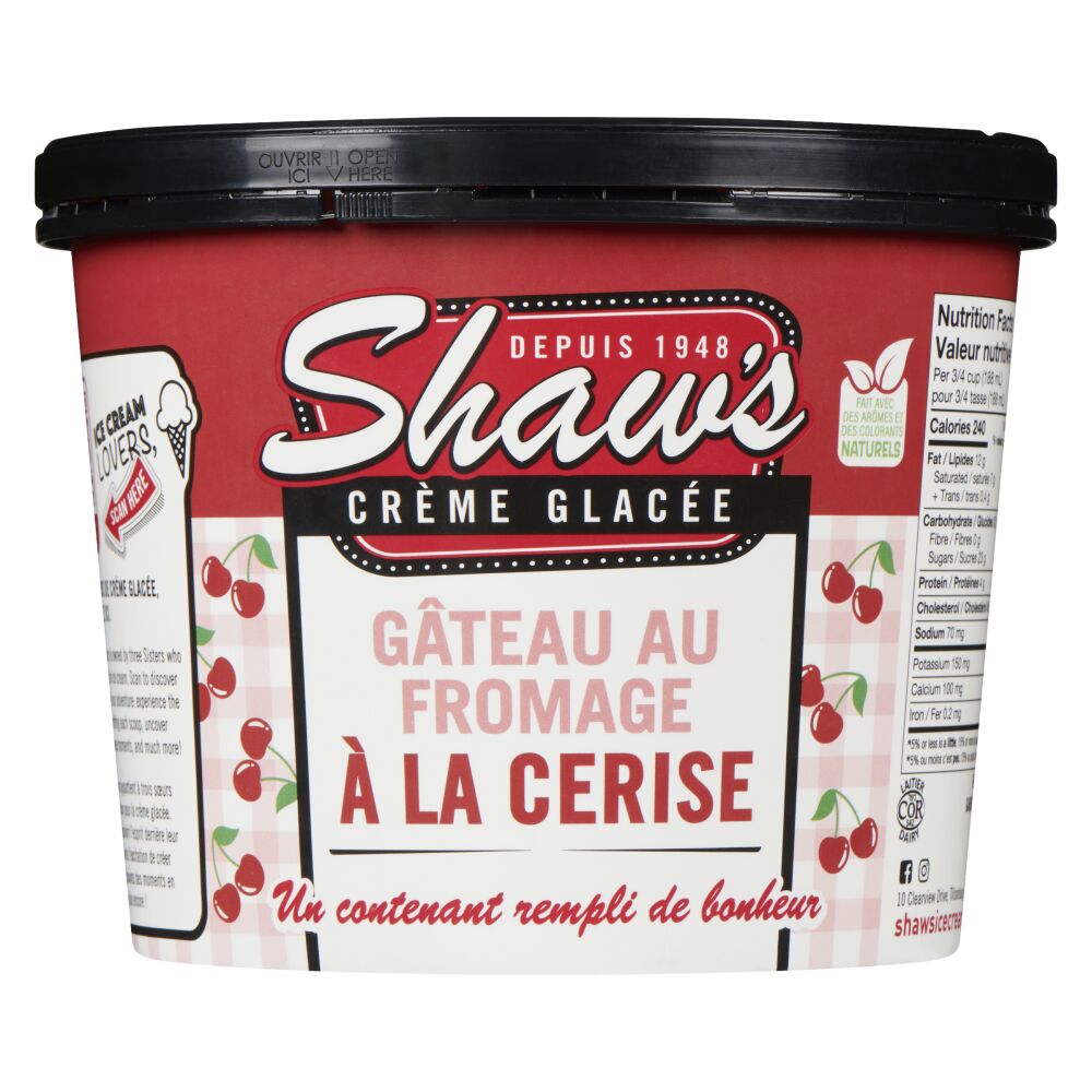 Shaw's Ice Cream Crème glacée gâteau au fromage à la cerise 1.5L