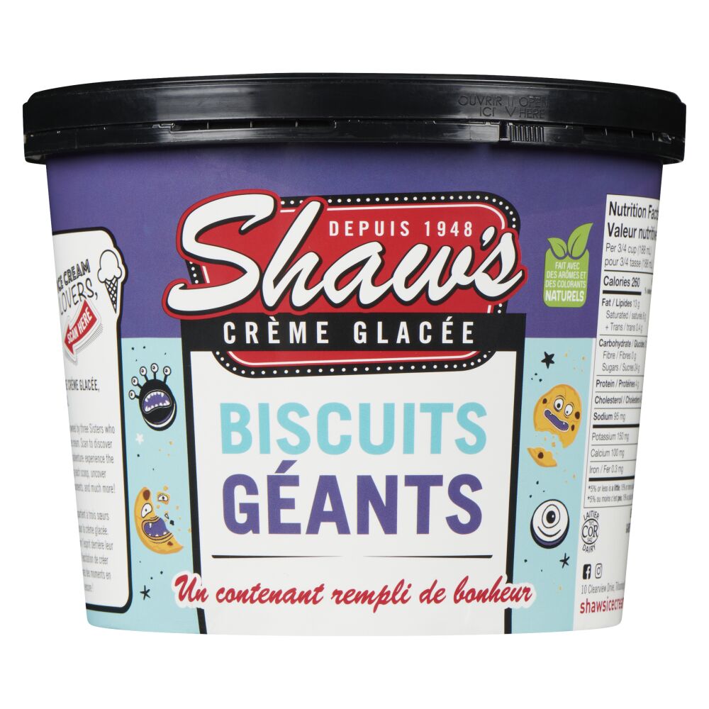 Shaw's Ice Cream Crème glacée biscuits géants 1.5L