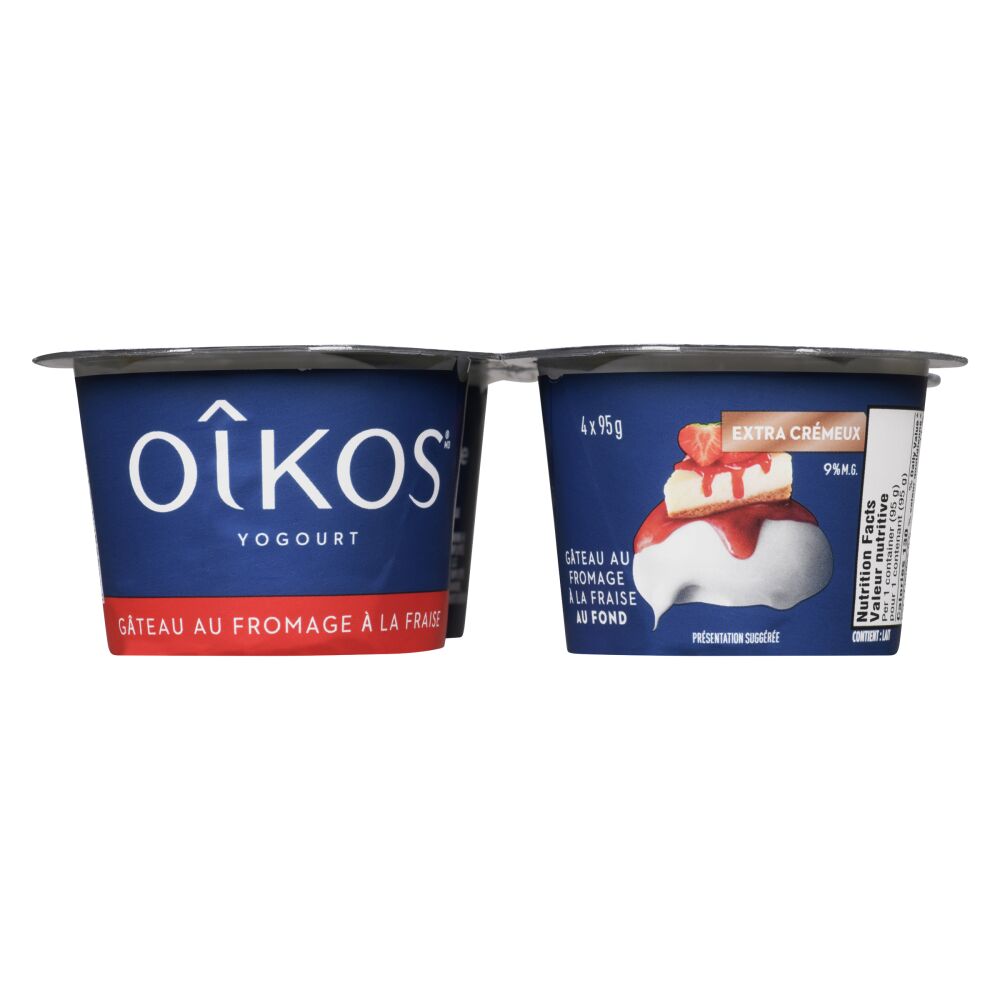Oîkos Yogourt gâteau au fromage à la fraise 4x95g