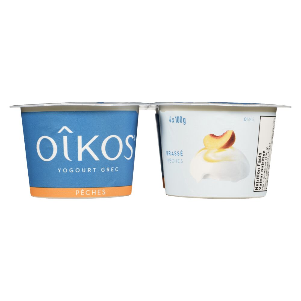Oîkos Yogourt grec pêches 0% M.G. 4x100g