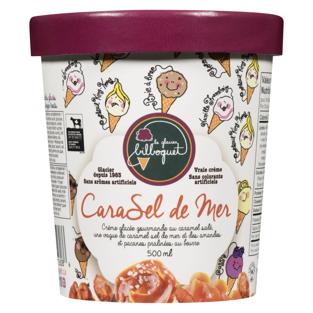 Le glacier bilboquet Crème glacée cara-sel de mer 500ml