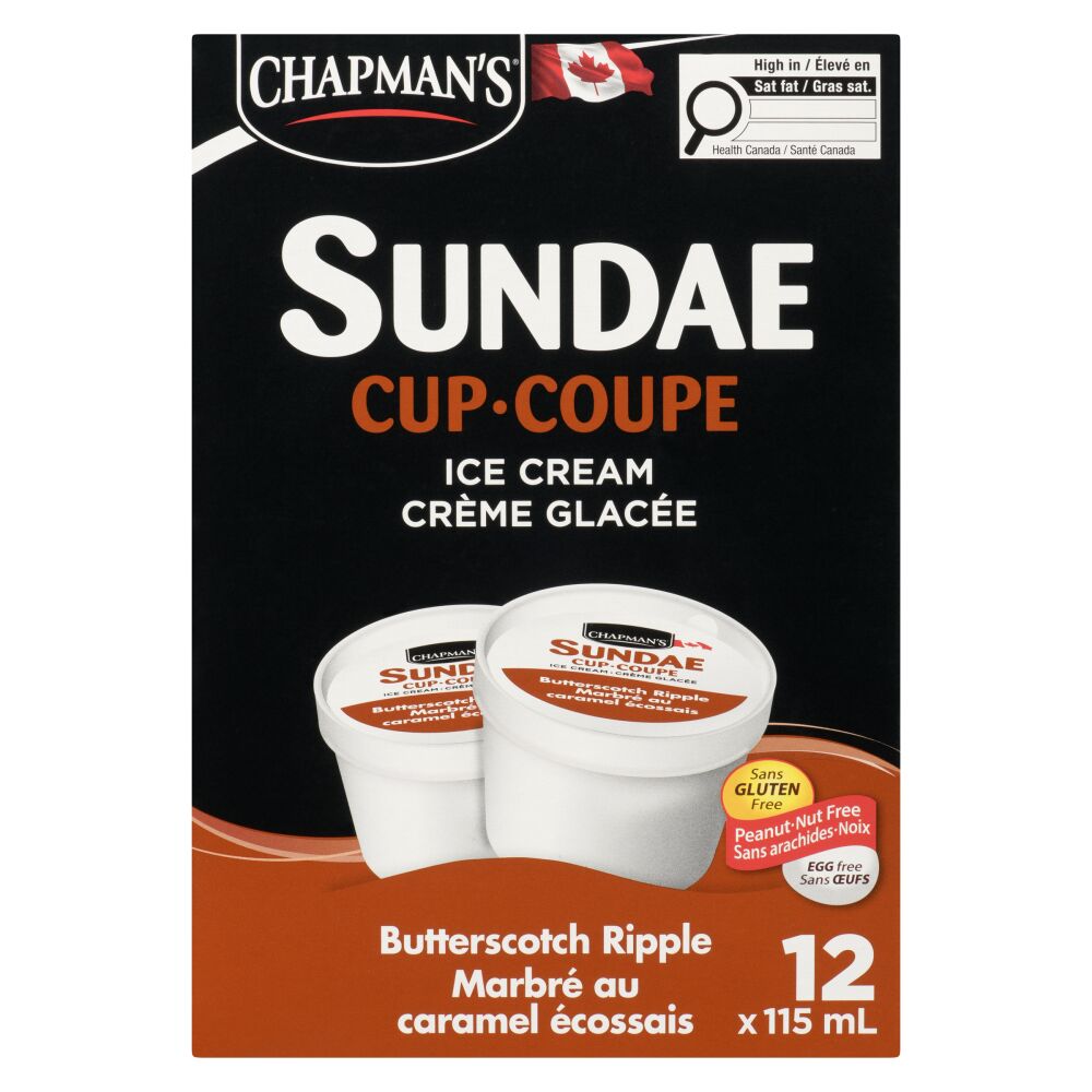 Chapman's Sundae Cup Butterscotch Ripple Ice Cream 12X115ml