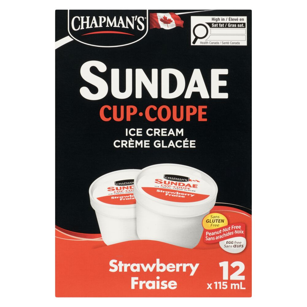 Chapman's Sundae Cup Strawberry Ice Cream 12x115ml