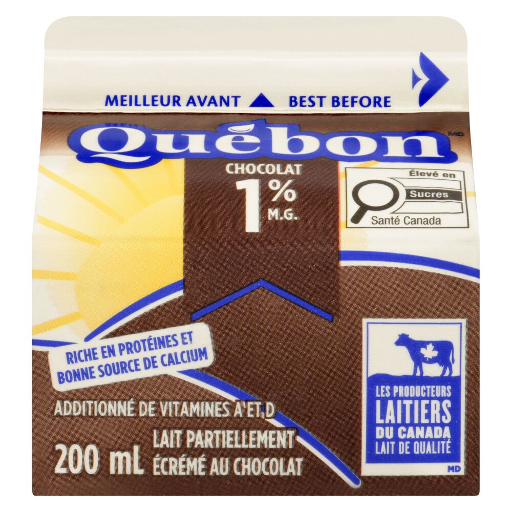 Québon Lait partiellement écrémé au chocolat 1% M.G. 200ml