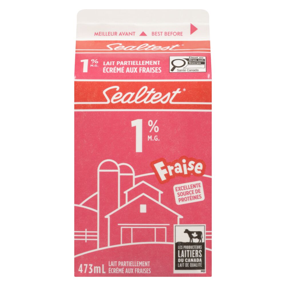 Sealtest Lait partiellement écrémé à la fraise 1% M.G. 473ml