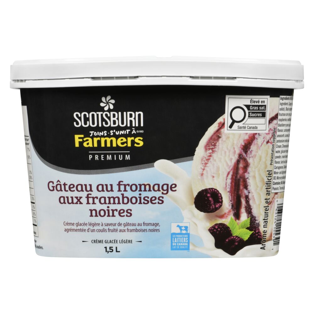 Scotsburn s'unit à Farmers Crème glacée légère de qualité supérieure gâteau au fromage aux framboises noires 1.5L