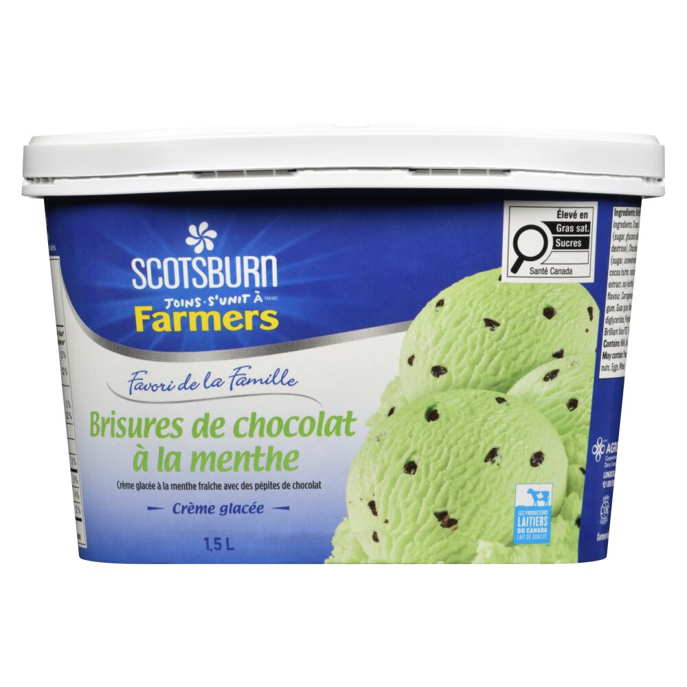Scotsburn s'unit à Farmers Crème glacée brisures de chocolat à la menthe 1.5L
