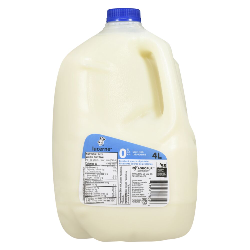 Lucerne Skim Milk 0% M.F. 4L