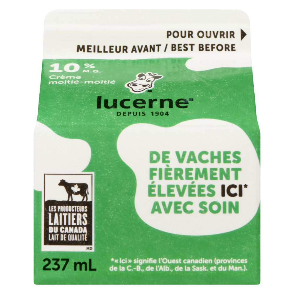 Lucerne Crème moitié-moitié 10% M.G. 237ml