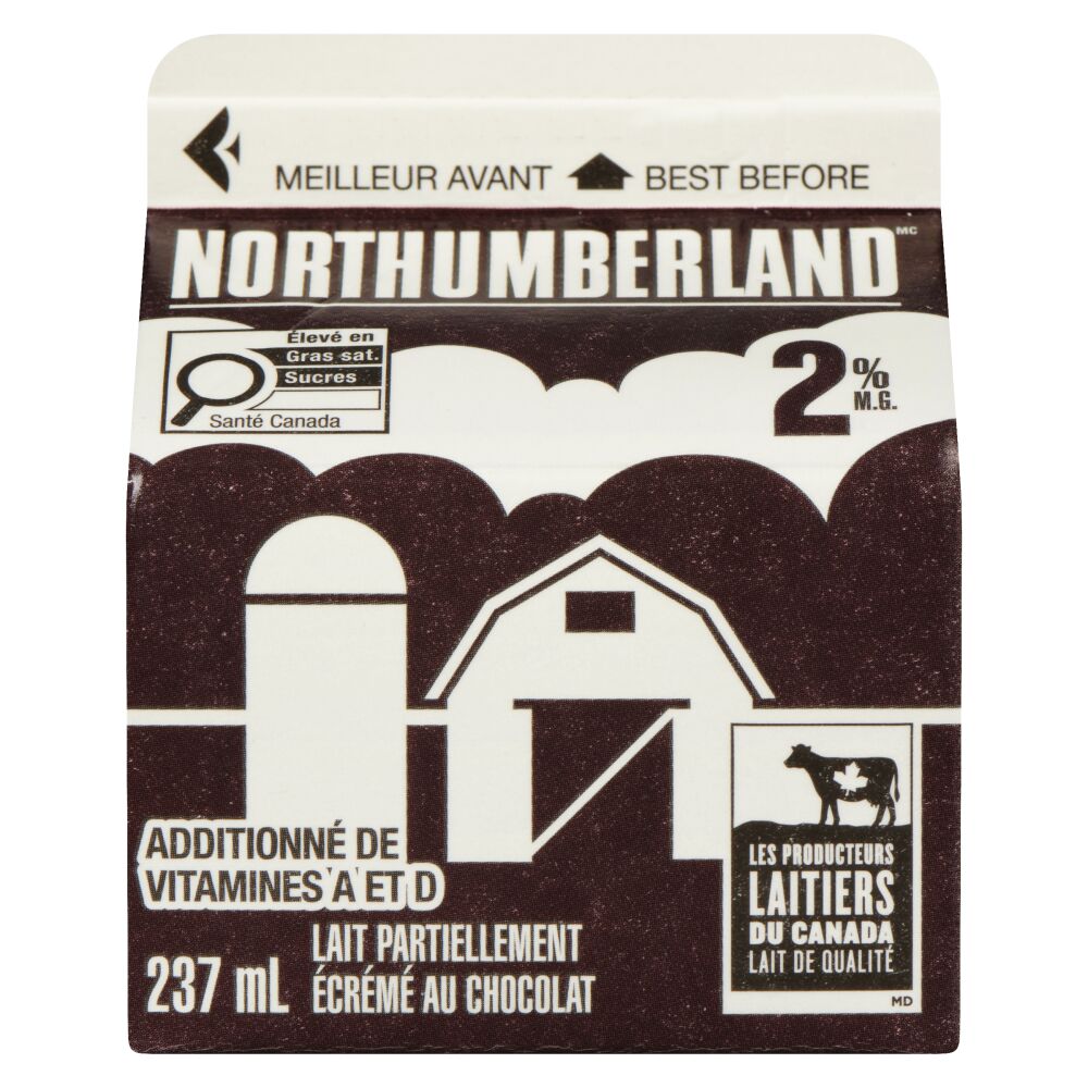 Northumberland Lait partiellement écrémé au chocolat 2% M.G. 237ml